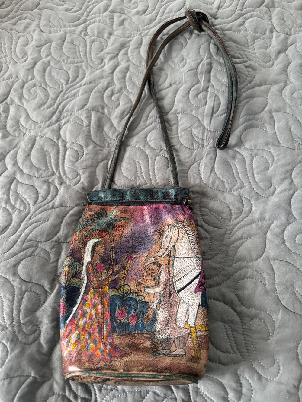 Jane Yoo Hand-Painted Signed Crossbody Bag in Multicolor